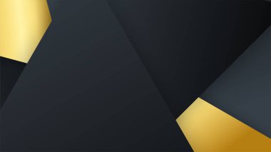 Soyut siyah ve altın renkli lüks geometrik şekiller arka plan