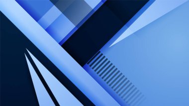 Soyut siyah ve açık mavi kontrastlı arka plan ışık, hareket hızı, üst üste binme katmanı, geometrik şekil ve doku ile. Vektör soyut grafik tasarım bayrak desen sunumu web şablonu.