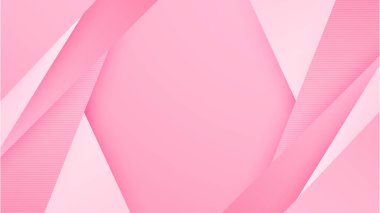 Üst üste binen üçgen ve 3 boyutlu ışık sızıntıları olan soyut pembe ve beyaz gradyan arkaplan. Sunum tasarımı, el ilanı, sosyal medya kapağı, web afişi, teknoloji afişi için modern moda yumuşak rengi