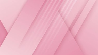 Geometrik şekilli soyut pembe arka plan, ışık, şerit, dalga, eğri, üçgen ve daire. Sevgililer Günü konsepti geçmişi. Vektör illüstrasyonu.