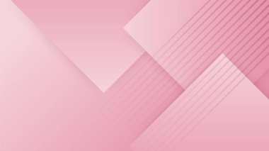 Geometrik şekilli soyut pembe arka plan, ışık, şerit, dalga, eğri, üçgen ve daire. Sevgililer Günü konsepti geçmişi. Vektör illüstrasyonu.