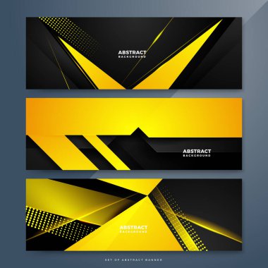 Soyut sarı ve siyah pankart arkaplanı