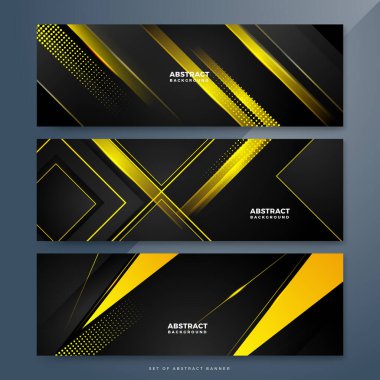 Soyut sarı ve siyah pankart arkaplanı