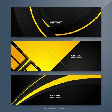 Soyut sarı ve siyah pankart arkaplanı