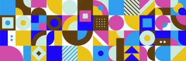 Düz mozaik geometrik afiş arkaplanı