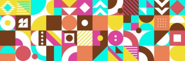 Düz mozaik geometrik afiş arkaplanı