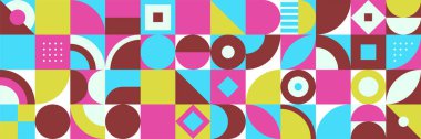 Düz mozaik geometrik afiş arkaplanı