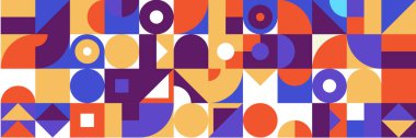 Düz mozaik geometrik afiş arkaplanı