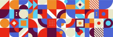 Düz mozaik geometrik afiş arkaplanı