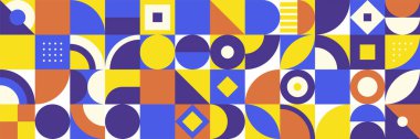 Düz mozaik geometrik afiş arkaplanı