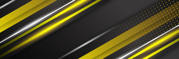 Abstract black and yellow banner background. Vector abstract graphic design banner pattern presentation background web template.