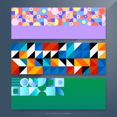 Geometrik şekilli düz mozaik pankart