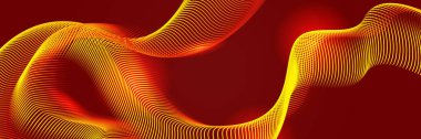 Teknoloji sunumu için asgari soyut arkaplan. Soyut lüks parlayan çizgiler koyu kırmızı arka planda üst üste binmiş. Modern gradyan dalga çizgileri. Gelecekçi teknoloji konsepti.