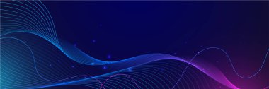Mavi ve pembe renkli soyut vektör dalga çizgisi kavram teknolojisi, müzik, bilim, yapay zeka, teknoloji gibi tasarım unsurları için siyah zemin üzerinde izole edilmiş.