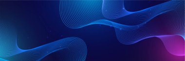 Mavi ve pembe renkli soyut vektör dalga çizgisi kavram teknolojisi, müzik, bilim, yapay zeka, teknoloji gibi tasarım unsurları için siyah zemin üzerinde izole edilmiş.