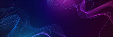 Mavi ve pembe renkli soyut vektör dalga çizgisi kavram teknolojisi, müzik, bilim, yapay zeka, teknoloji gibi tasarım unsurları için siyah zemin üzerinde izole edilmiş.