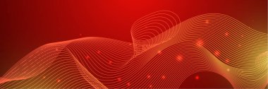 Koyu kırmızı dizayn üzerinde soyut kırmızı dalga eğrisi modern fütürist arka plan sancak çizimi. Konsept teknolojisindeki tasarım elementleri, müzik, bilim, yapay zeka.