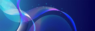 Mavi küçük dalgalı çizgiler soyut fütüristik teknoloji geçmişi. Vektör dijital pankart tasarımı
