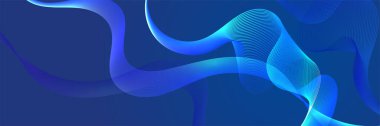 Mavi küçük dalgalı çizgiler soyut fütüristik teknoloji geçmişi. Vektör dijital pankart tasarımı