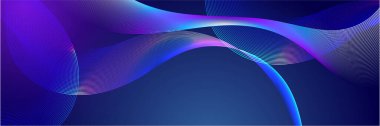 Mavi küçük dalgalı çizgiler soyut fütüristik teknoloji geçmişi. Vektör dijital pankart tasarımı