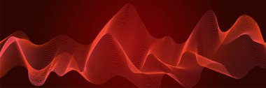 Koyu kırmızı arkaplanda soyut dalga çizgileri