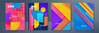 Minimum modern kapak tasarımı. Dinamik renkli gradyanlar. Gelecekteki geometrik desenler. Poster şablon vektör tasarımı.