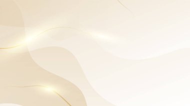 Beyaz ve bej renkli parlak şekilli soyut altın arkaplan. Krem rengi arka planda altın çizgiler lüks. Altın renkli, gerçekçi kağıt kesim tarzı 3D. Vektör illüstrasyonu