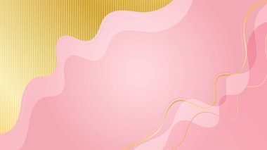 Lüks altın çizgili arka plan pembe gölgeler üç boyutlu soyut tarzında, Sevgililer Günü konsepti, modern şablon delüks tasarımı hakkında vektör çizimi.