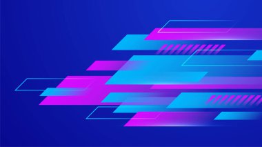 Geometrik dinamik şekiller ve hız hareket şekilleriyle soyut mavi ve pembe arkaplan