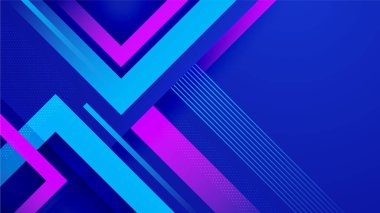 Geometrik dinamik şekiller ve hız hareket şekilleriyle soyut mavi ve pembe arkaplan