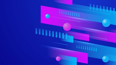Geometrik dinamik şekiller ve hız hareket şekilleriyle soyut mavi ve pembe arkaplan