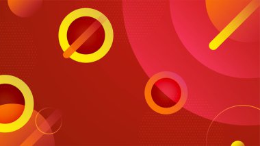 Parlak kontrastlı, geometrik şekilli ve 3D dinamik elementli modern kırmızı ve turuncu gradyan. Vektör illüstrasyonu soyut grafik tasarım bayrak deseni sunum web şablonu.