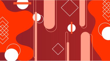 Soyut geometrik dekorasyon elementleriyle turuncu sarı arkaplan