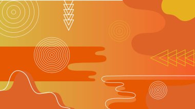 Soyut geometrik dekorasyon elementleriyle turuncu sarı arkaplan