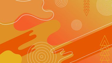 Soyut geometrik dekorasyon elementleriyle turuncu sarı arkaplan