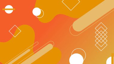 Soyut geometrik dekorasyon elementleriyle turuncu sarı arkaplan