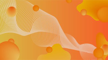 Soyut geometrik dekorasyon elementleriyle turuncu sarı arkaplan