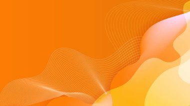 Dalga çizgileri, teknoloji şekilleri, geometrik yaratıcı ve minimum gradyan kavramlara sahip, posterler, afişler ve iniş sayfaları için soyut minimal turuncu arkaplan. Modern turuncu arkaplan