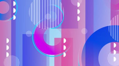 Memphis geometri geçmişi. Renkli şekiller desen, canlı renk dokusu ve soyut vektör arkaplanı soyut renk kalıpları