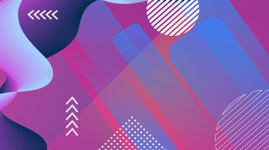 Memphis geometri geçmişi. Renkli şekiller desen, canlı renk dokusu ve soyut vektör arkaplanı soyut renk kalıpları