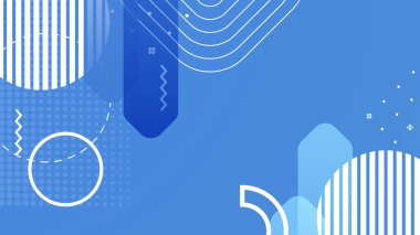 Geometrik memphis tarzıyla soyut mavi arkaplan