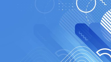 Geometrik memphis tarzıyla soyut mavi arkaplan