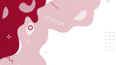 Geometrik şekilli, eğri dalgalı ve memphis tarzlı soyut kırmızı arkaplan