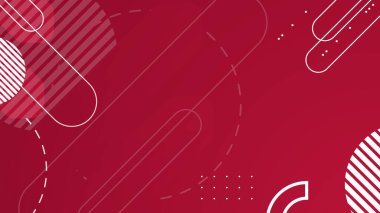 Geometrik şekilli, eğri dalgalı ve memphis tarzlı soyut kırmızı arkaplan