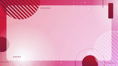 Geometrik şekilli, eğri dalgalı ve memphis tarzlı soyut kırmızı arkaplan