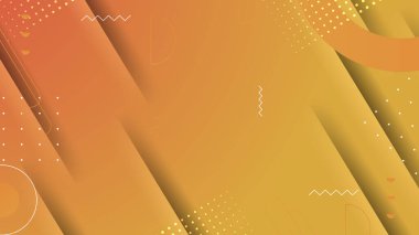 Memphis tarzı, jeoemtrik şekli ve dalga eğrisi akışkan çizgisine sahip turuncu soyut arka plan. Yarım ton geometrik şekil ve dokulara sahip modern vektör arkaplanı.