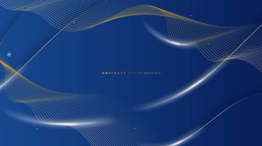 Soyut dalgalı lüks, koyu mavi ve altın arka plan. Görüntü vektörü