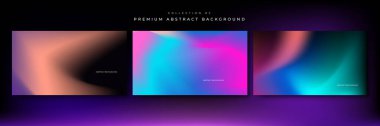 Bulanık arka planlar, modern soyut bulanık renk değişimleriyle ayarlanmış. Broşürler, posterler, afişler, el ilanları ve kartlar için pürüzsüz şablonlar koleksiyonu. Vektör illüstrasyonu.
