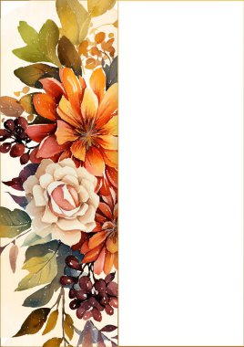 Renkli renkli davetiye arkaplan çiçekli suluboya resim