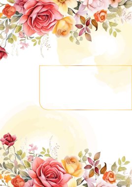 Renkli renkli davetiye arkaplan çiçekli suluboya resim